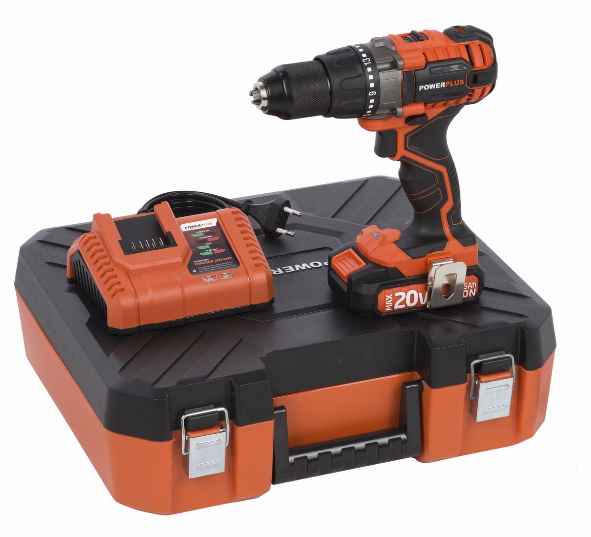 POWDP1515 Aku šroubovák / vrtačka   plus  Nabíječka 20V/40V  plus  baterie 20V LI-ION POWERPLUS