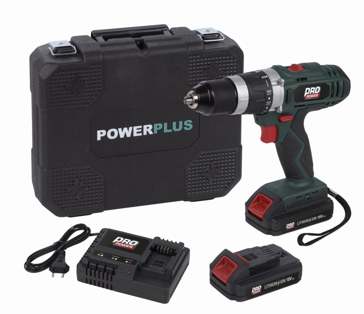 POWP8060 Aku šroubovák / vrtačka s příklepem 18V 2,0Ah LI-ION 2BAT POWERPLUS