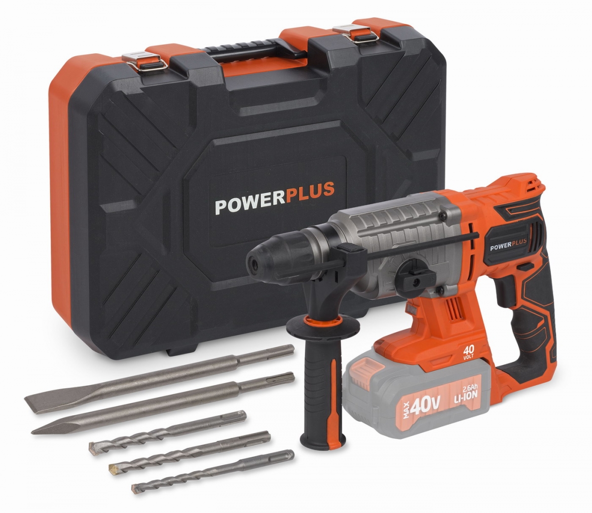 POWDP1570 Kombinované kladivo 40V SDS-Plus (bez AKU) v kufru POWERPLUS