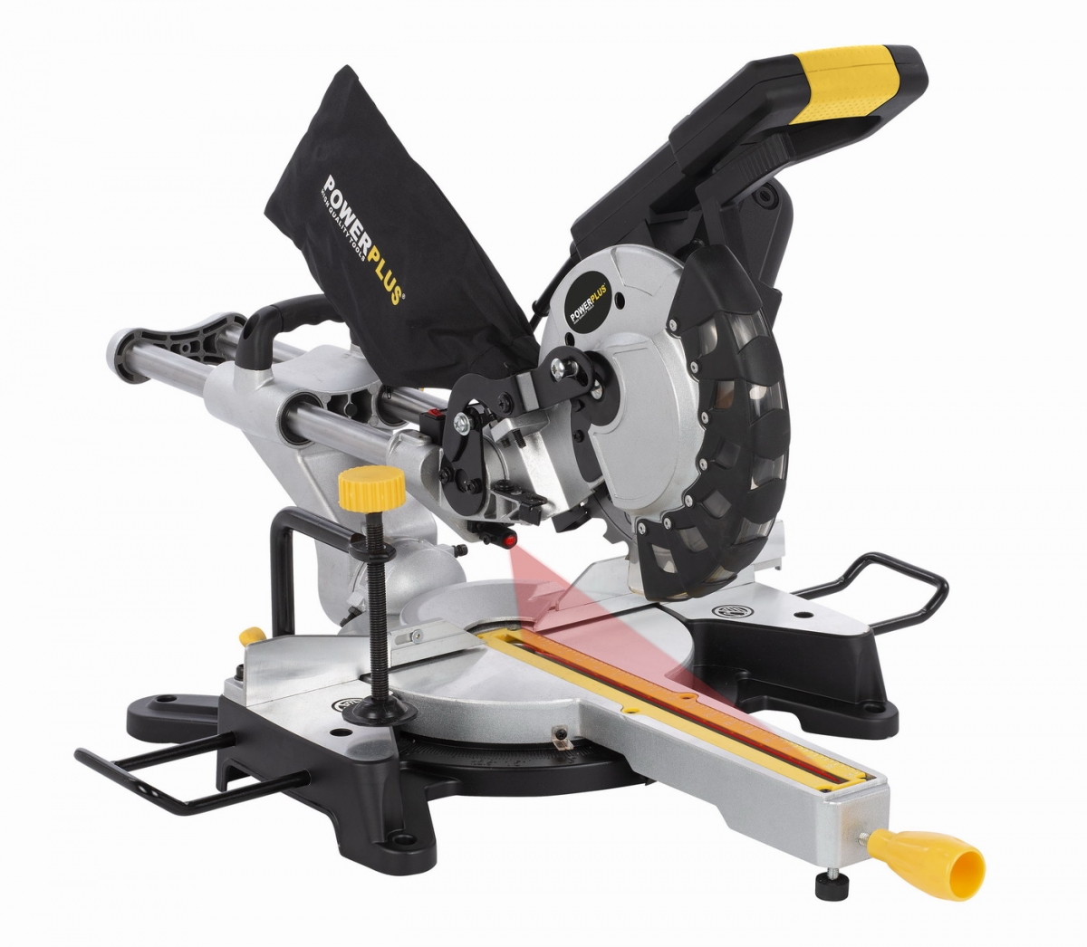 POWX07560S Pokosová pila s potahem a oboustranným náklonem 1 500W / 210mm POWERPLUS záruka 3 roky