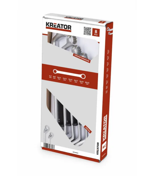 KRT500005 Sada oboustranných očkových klíčů 6-22mm - 8ks