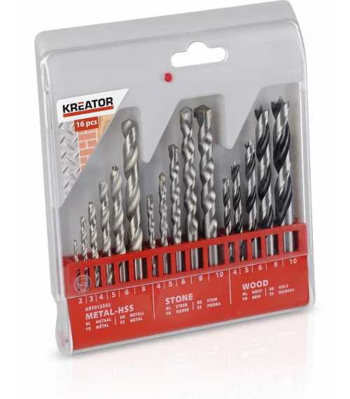 KRT012502 16 ks Vrtákov SET - kov, kameň, drevo