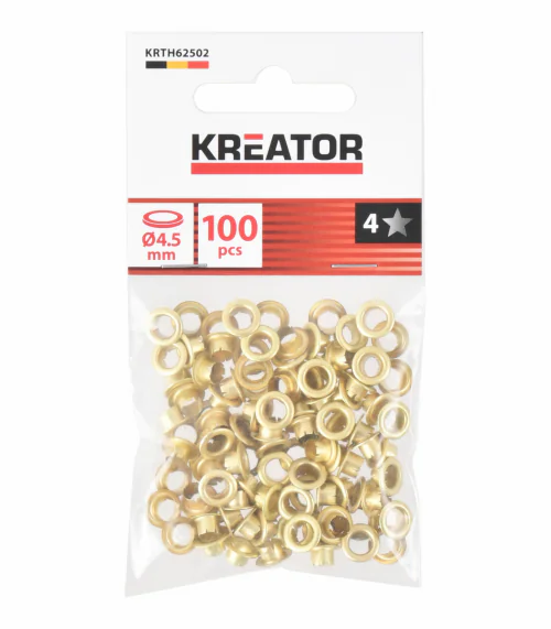 KRTH62502 Nýtovací očka mosaz 4,5mm 100ks