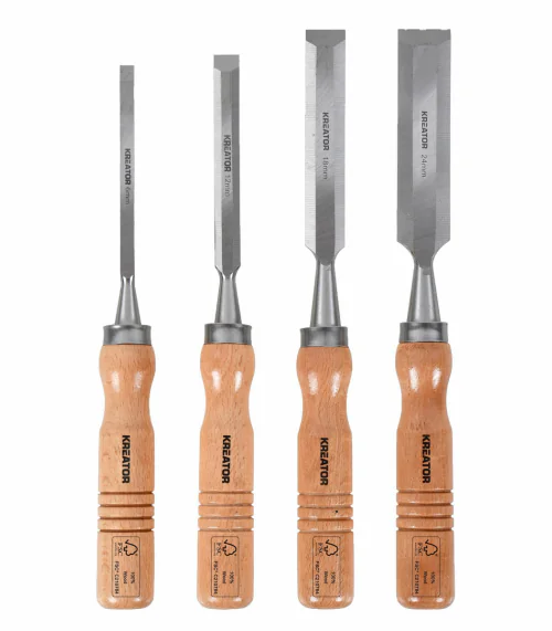 KRTH23603 Dláta na dřevo sada 6, 12, 18, 24mm 4ks dřevěná rukojeť