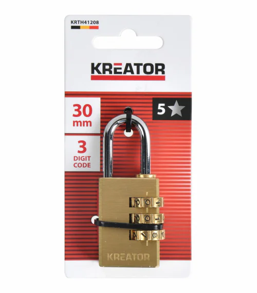 KRTH41208 Visací zámek kombinační 30mm trojmístný kód